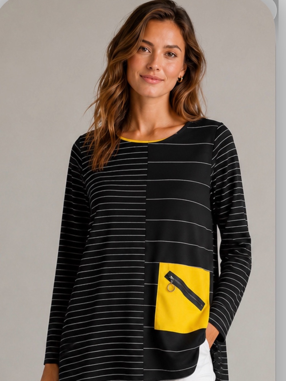 IC by Connie Women’s Long sleeves Black top with white stripes M